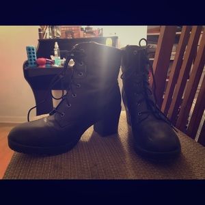 military fashionedboots with a hint of girly chic